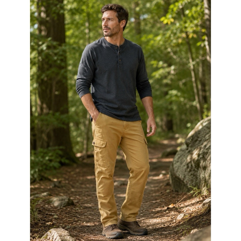 The North Face Men's Size 34 Tan Khaki Cargo Ripstop Pants Cotton Hiking Outdoor